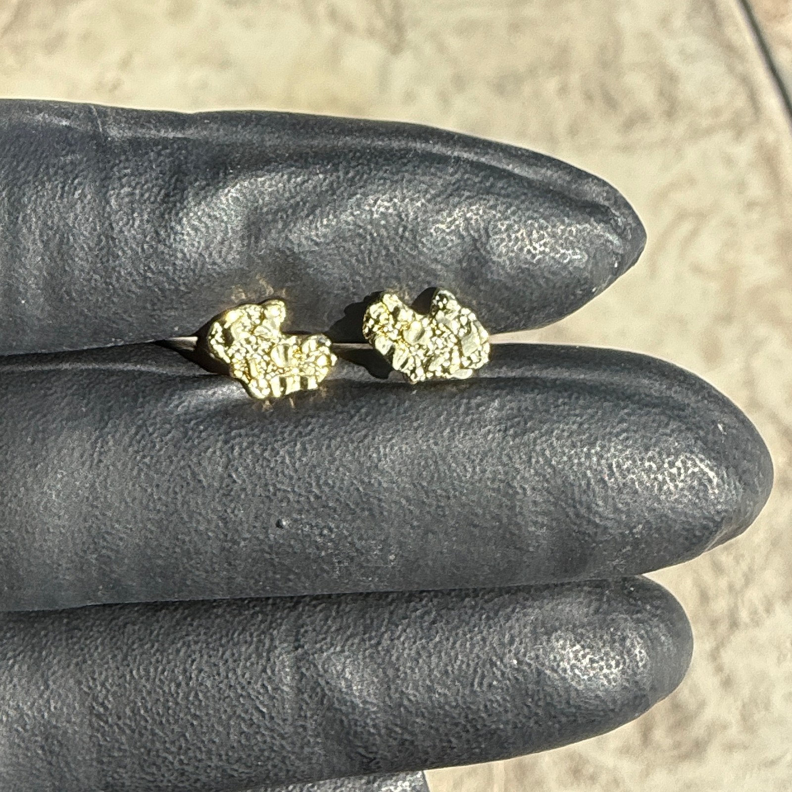 14k Gold Plated Nugget Earrings Butterfly Push Back Mens Womens Small 10MM