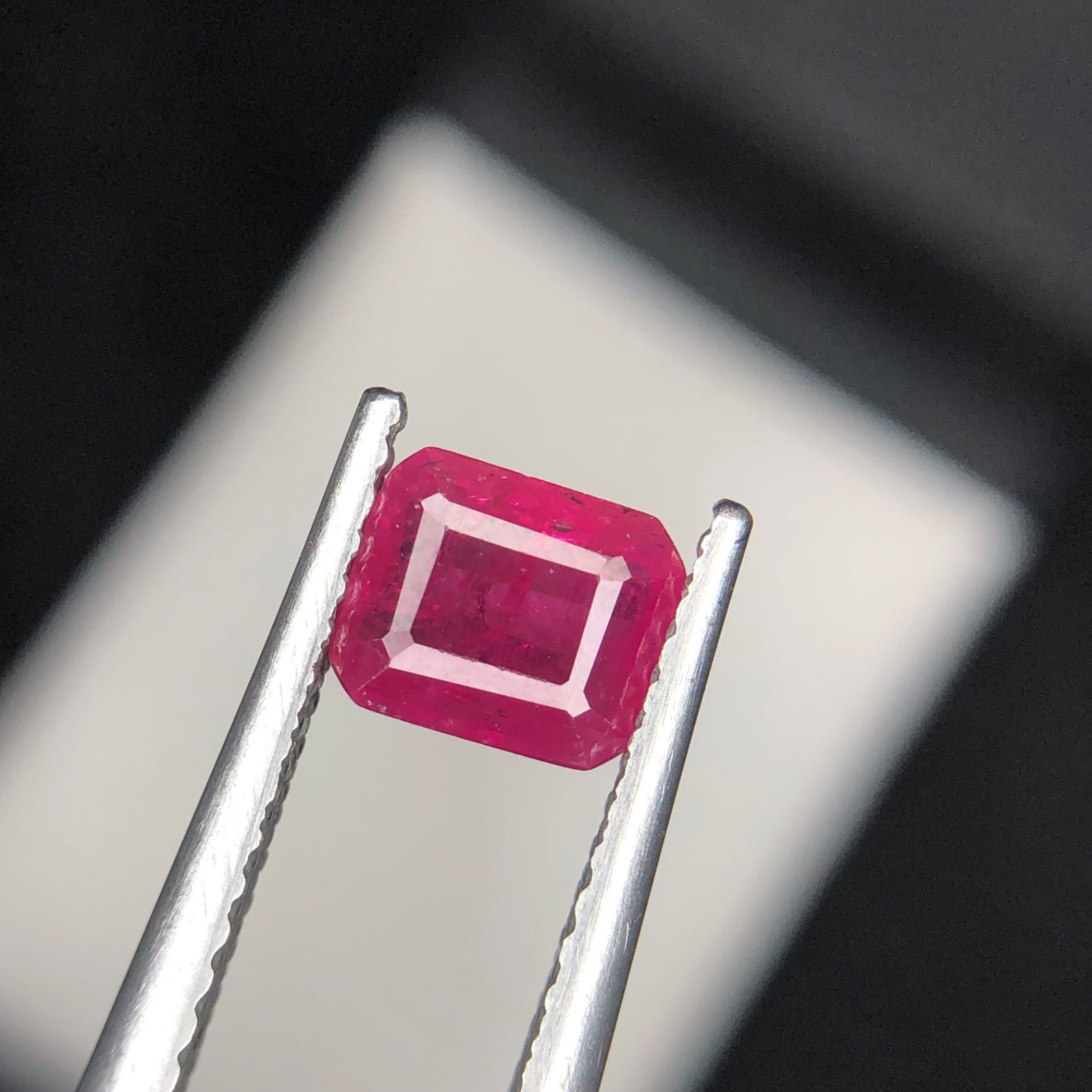 1.01 Ct Natural Ruby Certified Emerald Cut Purplish Red Corundum Loose Gemstone
