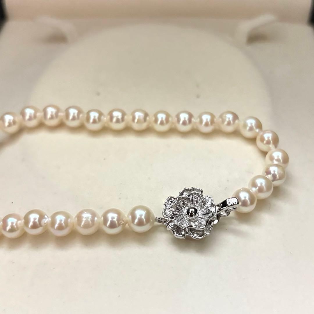 AKOYA PEARL NECKLACE 6.5 7.0MM REAL PEARL WHITE HIGH LUSTER SILVER CLASP JAPAN