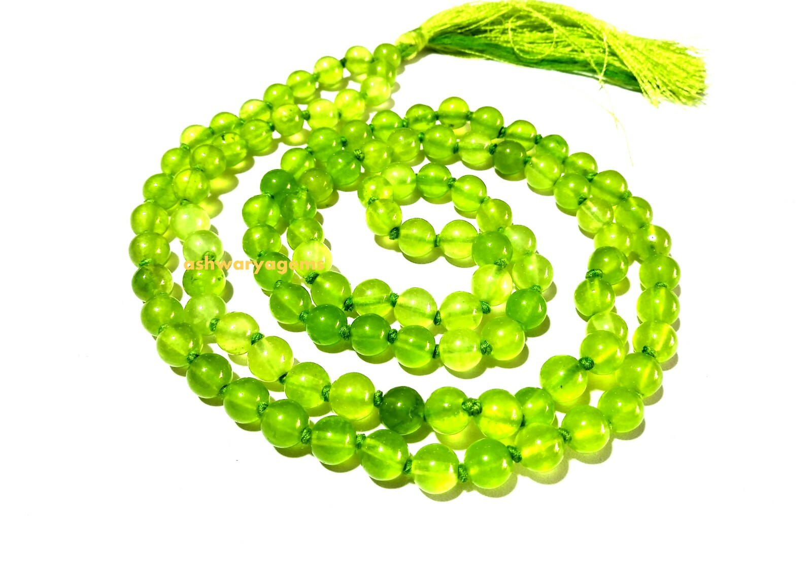 108Pcs Mala Peridot Quartz Agate Round Ball 6mm Smooth Gemstone Beads 40″Inch