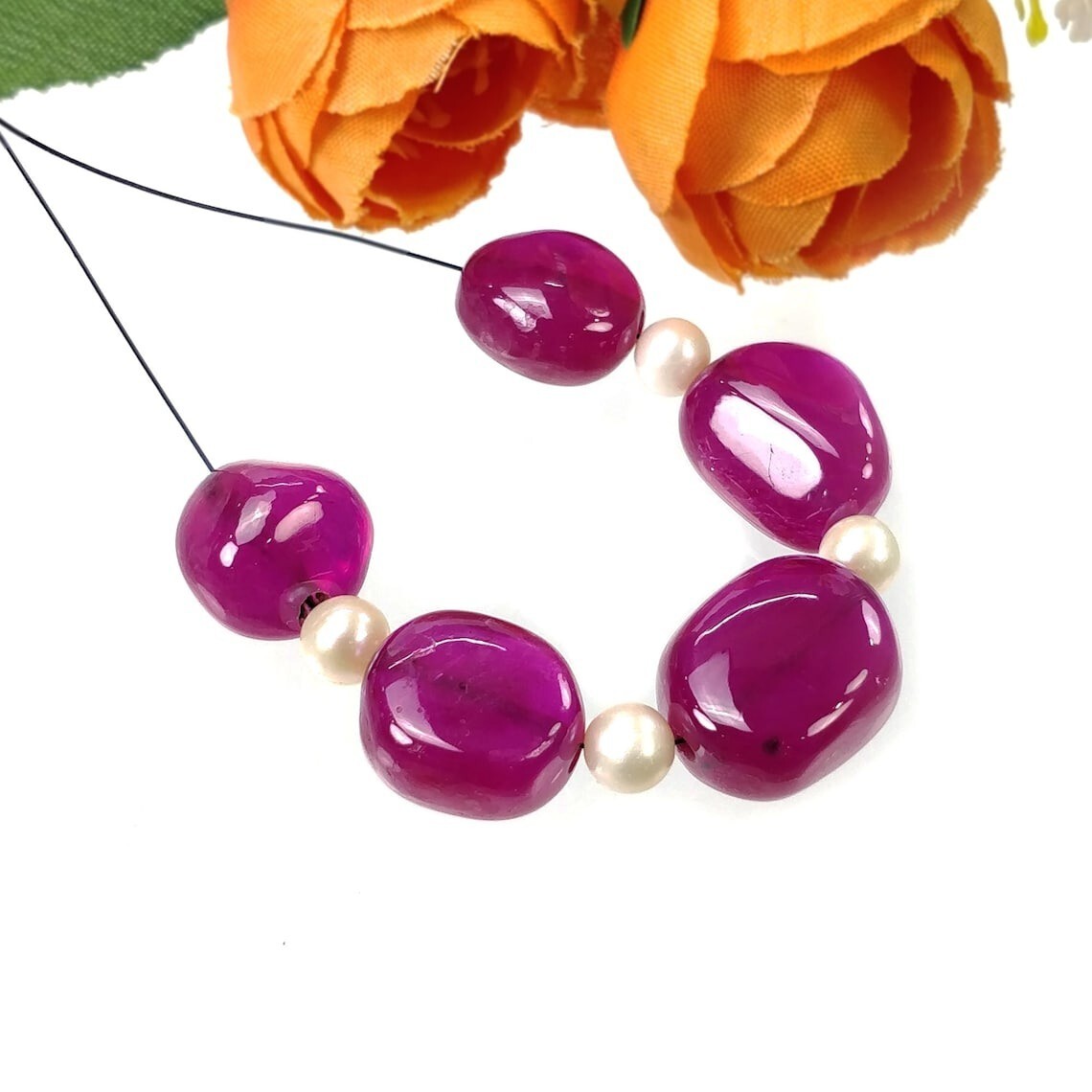 111.90cts Glass Filled Ruby Gems Uneven Cabochon Beads Tumbles 14*13mm-18*14mm