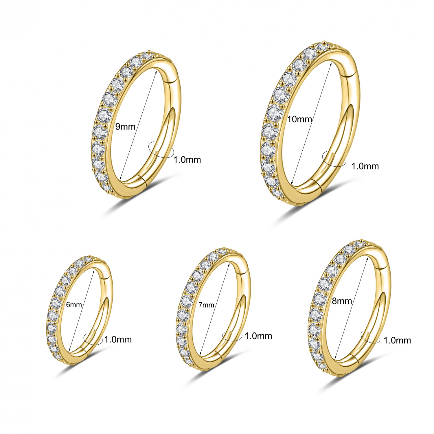 1 Pc Stainless Steel Nose Ring CZ Cartilage Tragus Helix Earring Septum Piercing