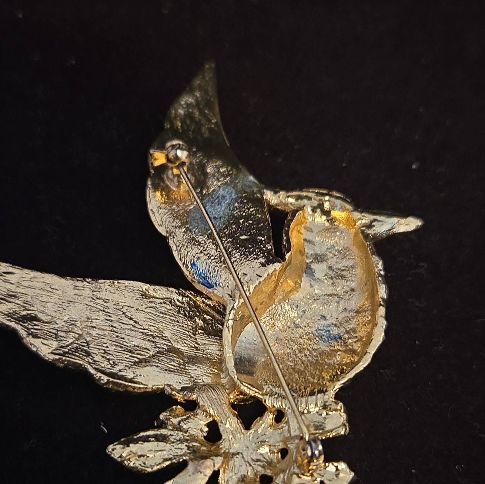 Vintage Style Enamel Bird of Paradise Brooch Pin Colorful Rhinestone Gold Tone