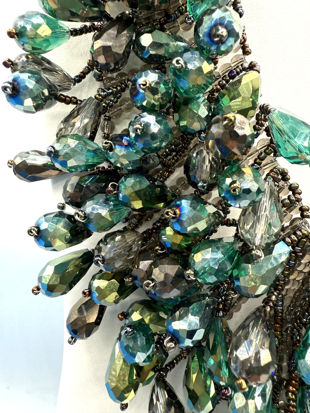 Rara Avis by Iris Apfel Beaded WATERFALL Necklace – GREEN $299 RARE NWTS