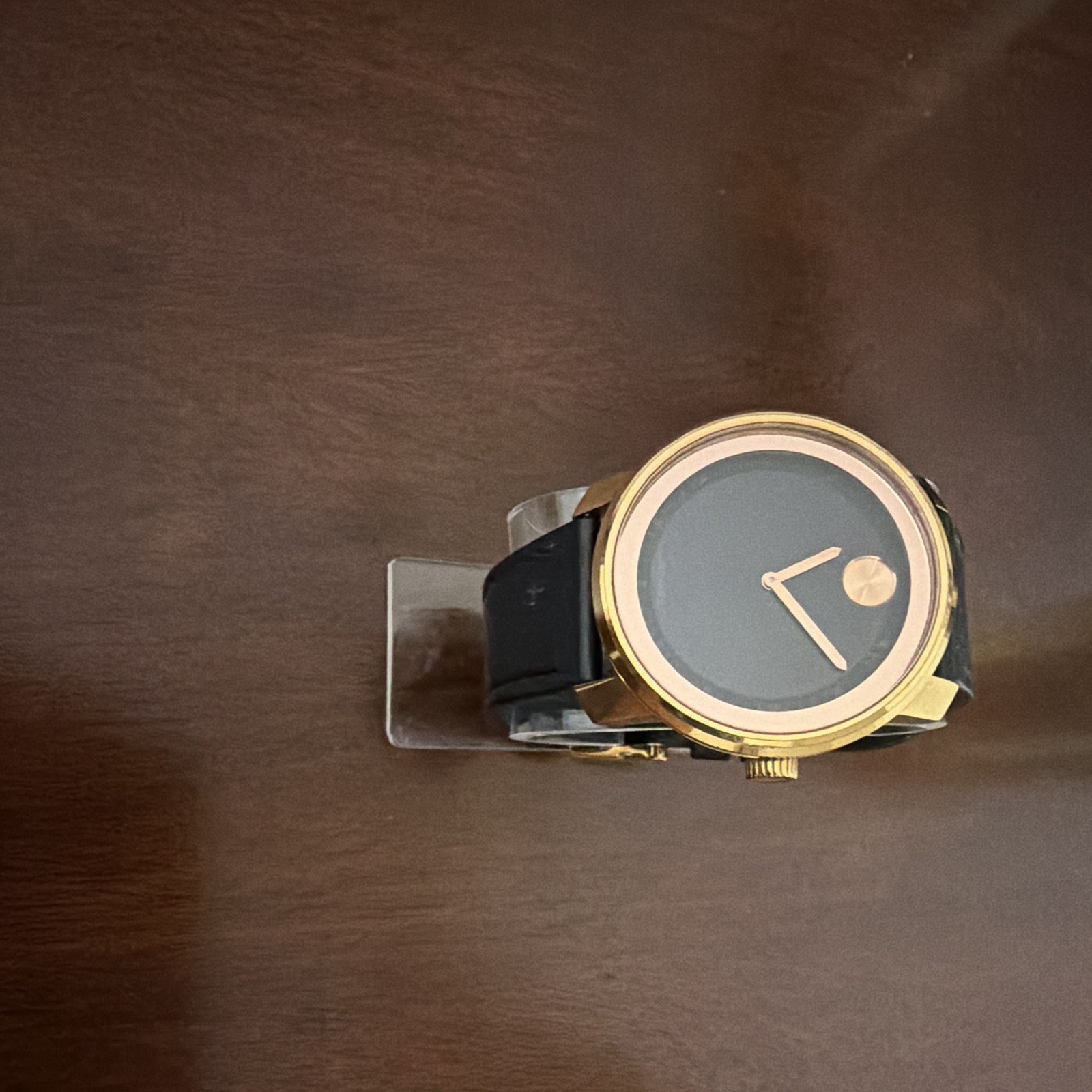 Movado Bold Men’s Quartz Swiss 41mm Black Dial Gold Case Black Leather 30m