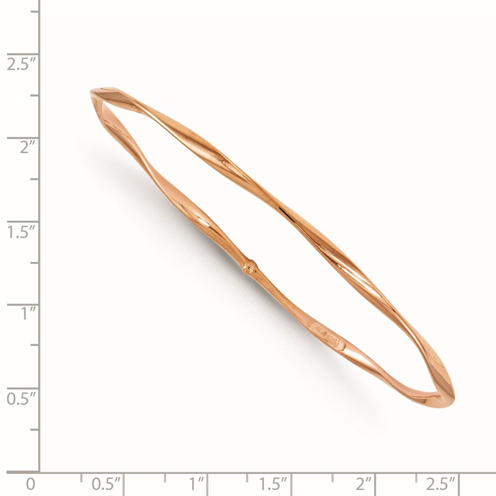 14K Rose Gold Polished Twisted Slip-on Bangle 8.25 in Bracelet for Women 1.62g
