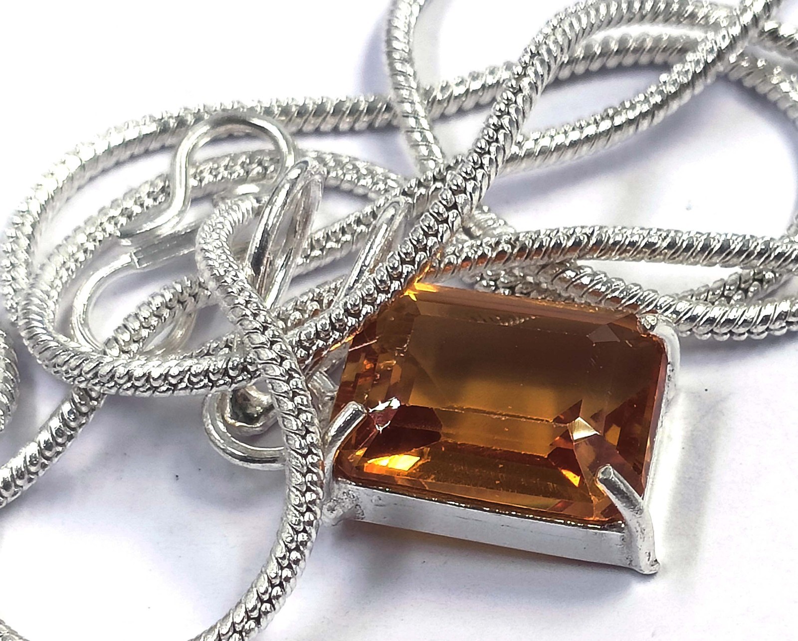 17 Ct Natural Yellow Sapphire Emerald Cut EGL 925 Silver Pendant Free Chain 6AGG