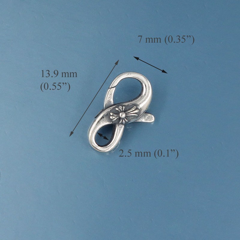 Antiqued Sterling Silver Cross Lobster Claw Clasp Connector 13.9mm #44102