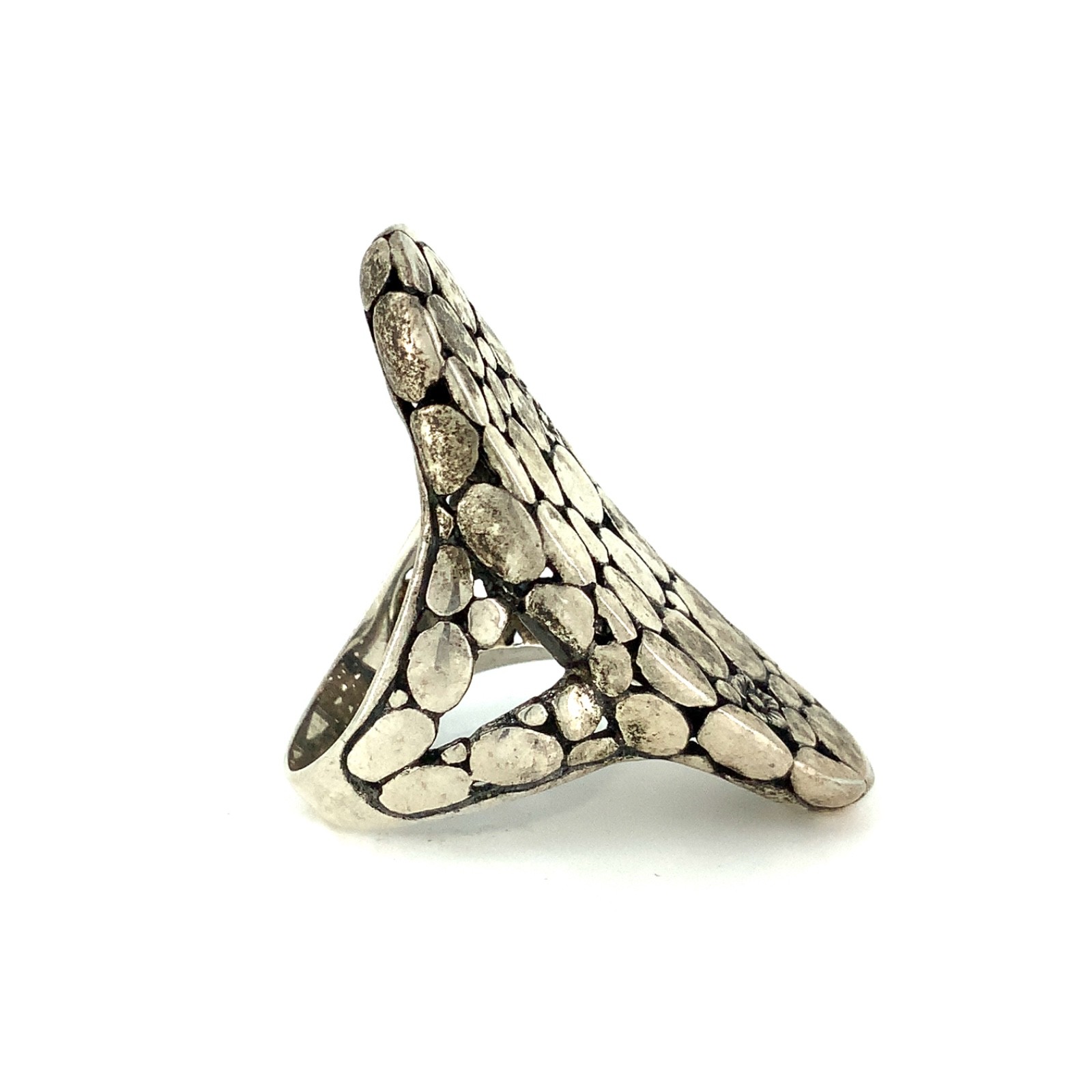 Bangkok Ratnaraj Jewelers BBJ Vintage Sterling Silver Pebble Saddle Ring Sz. 7