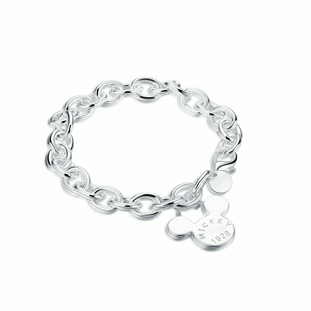 Elegant New Women Fashion Jewelry 925 Sterling Silver Mickey Mouse 7.5″ Bracelet
