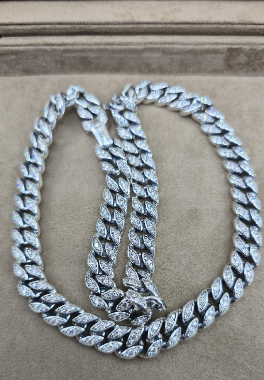 David Yurman Silver 11.5mm Pave Diamond Necklace 22″ $34,000… Lowest Price