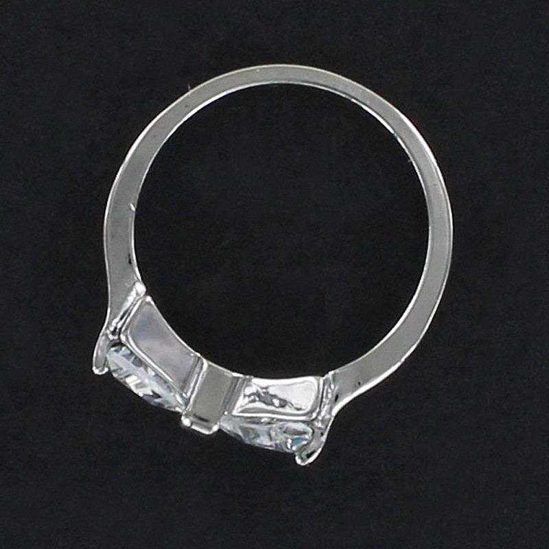 BOW RING – Silver Plated Zinc Alloy Clear Cubic Zirconia Sparkle Cocktail Shiny
