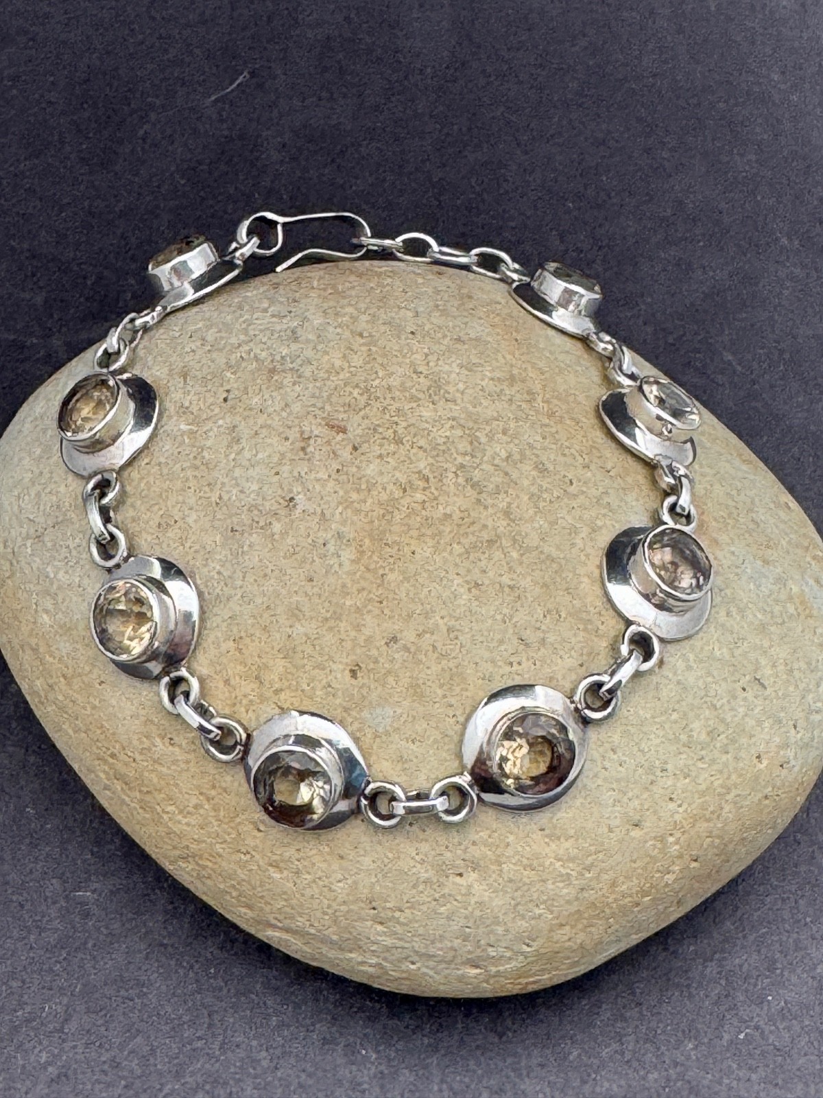 GENUINE LIGHT SMOKY QUARTZ BRACELET set 925 STERLING SILVER FAST FREE SHIPPING