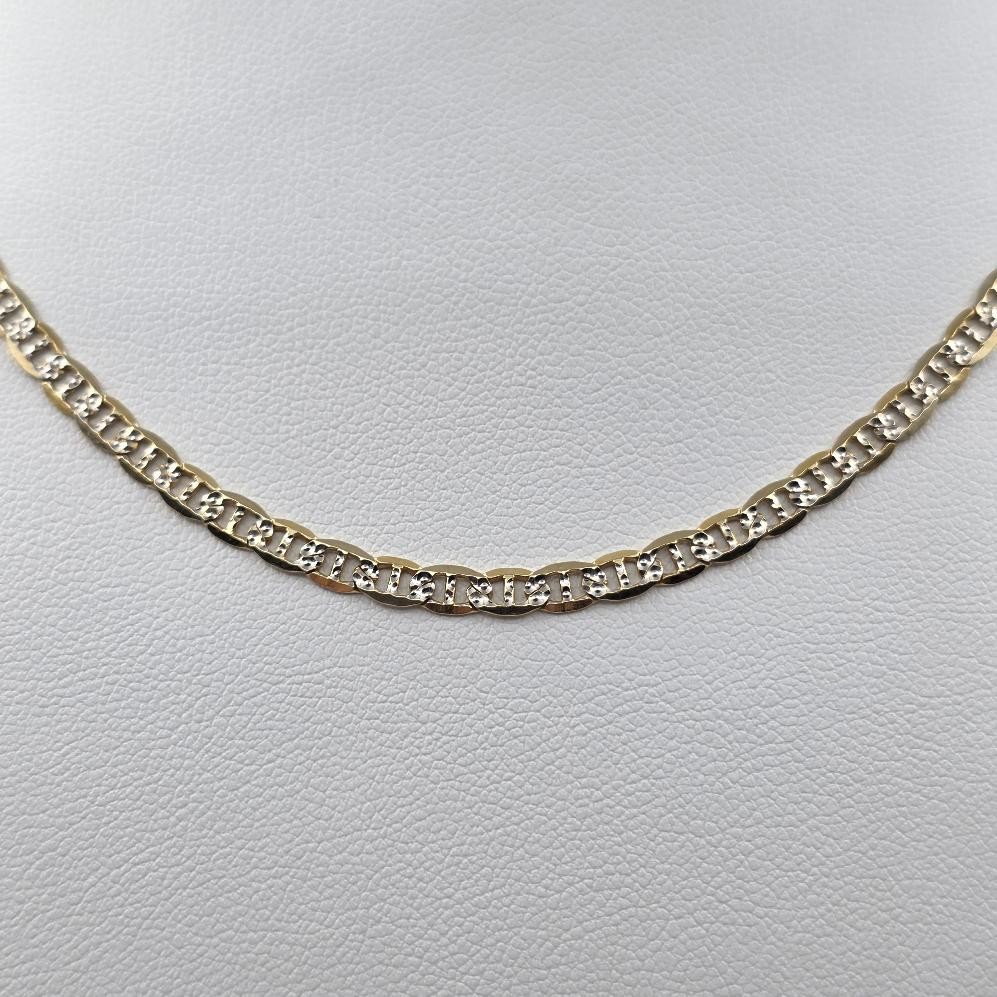 16″ 10K 2Tone Yellow & White Gold 3.5mm Anchor Mariner Link Chain Necklace ITALY