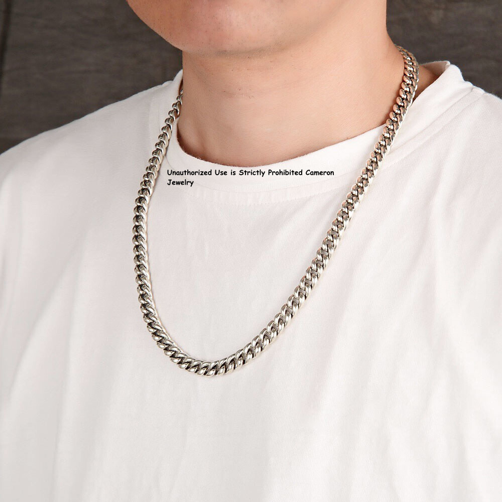 Pure 925 Sterling Silver Men’s Chain Solid 9mm Curb Link Necklace 114g 25.6inch