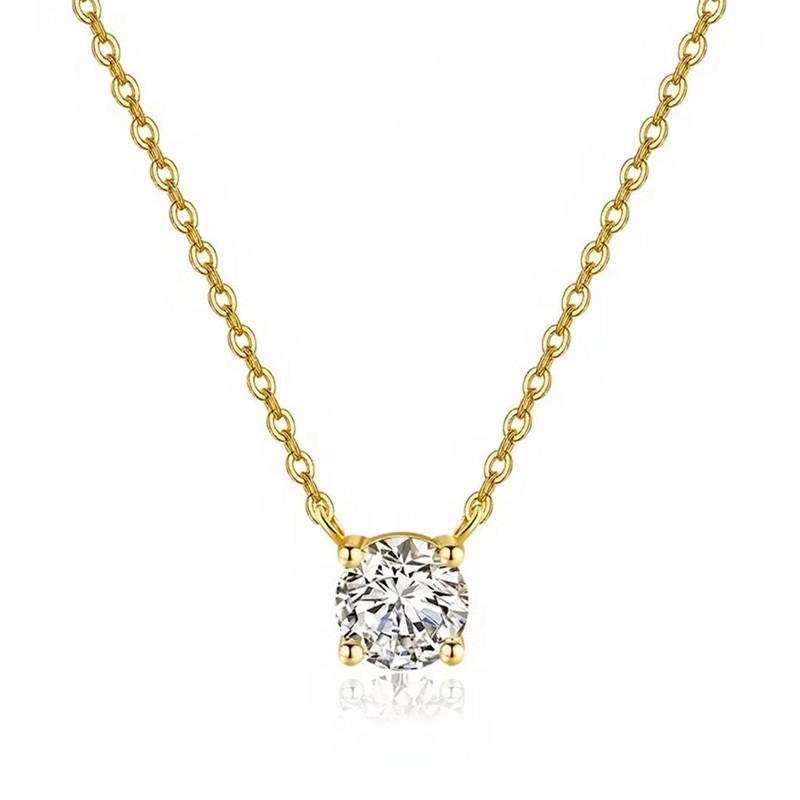 1-5CT D VVS1 Round Moissanite Pendant Women’s Necklace 925 Sterling Silver Chain