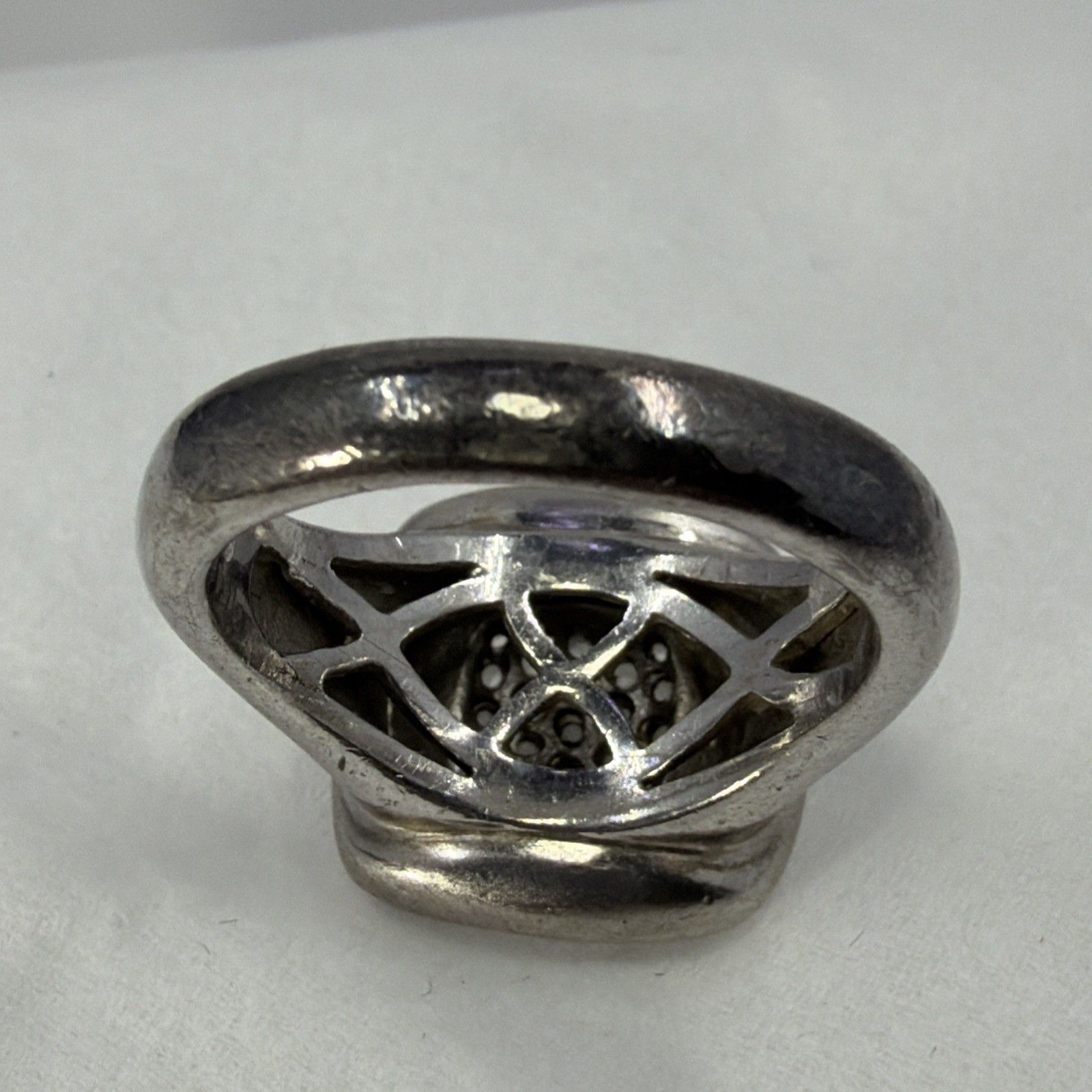 Gabriel & Co Sterling Silver White Sapphire Pave Cushion Ring Size 7