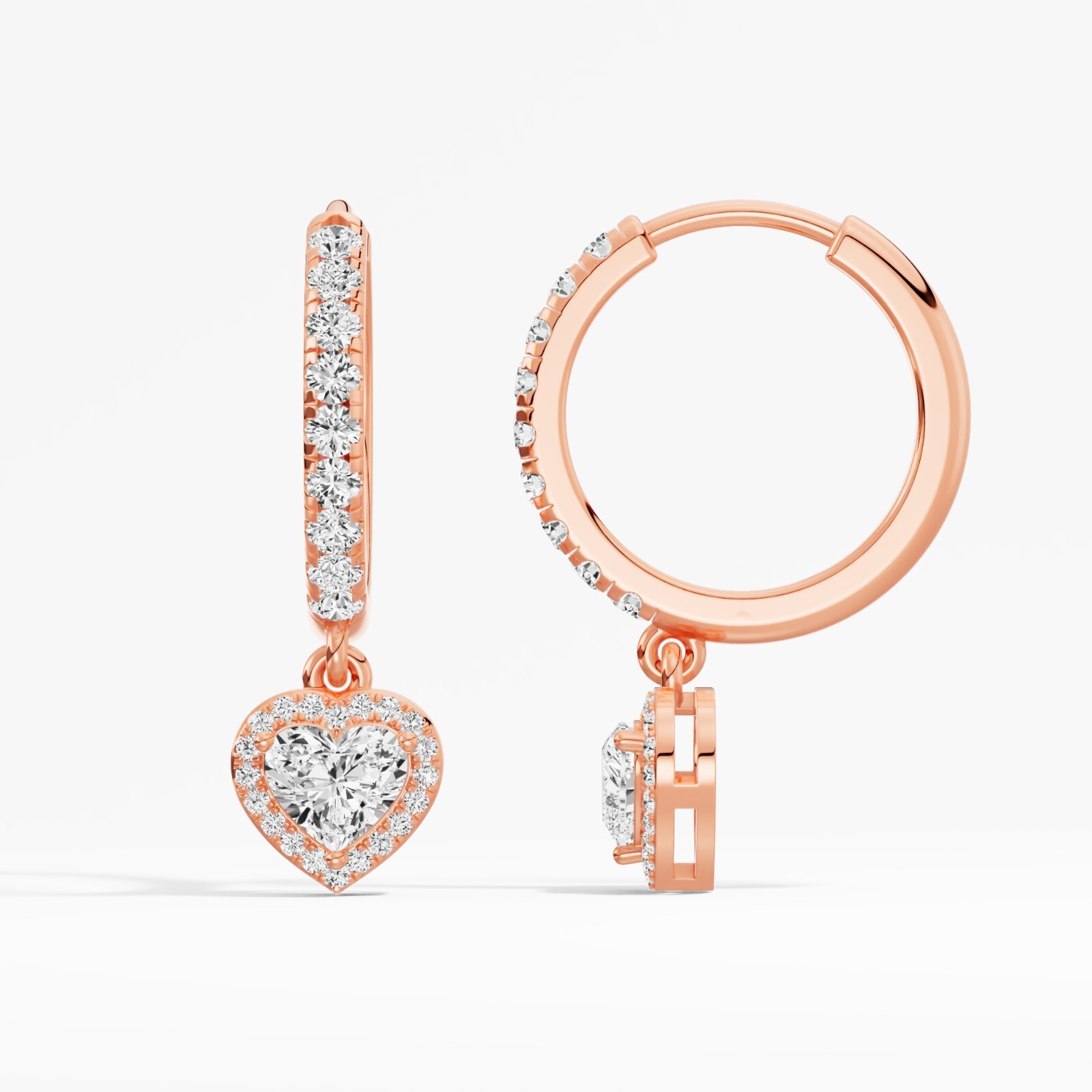1.38 ct Lab Created Heart Diamond Hoops Earring in 14K White Gold for Women