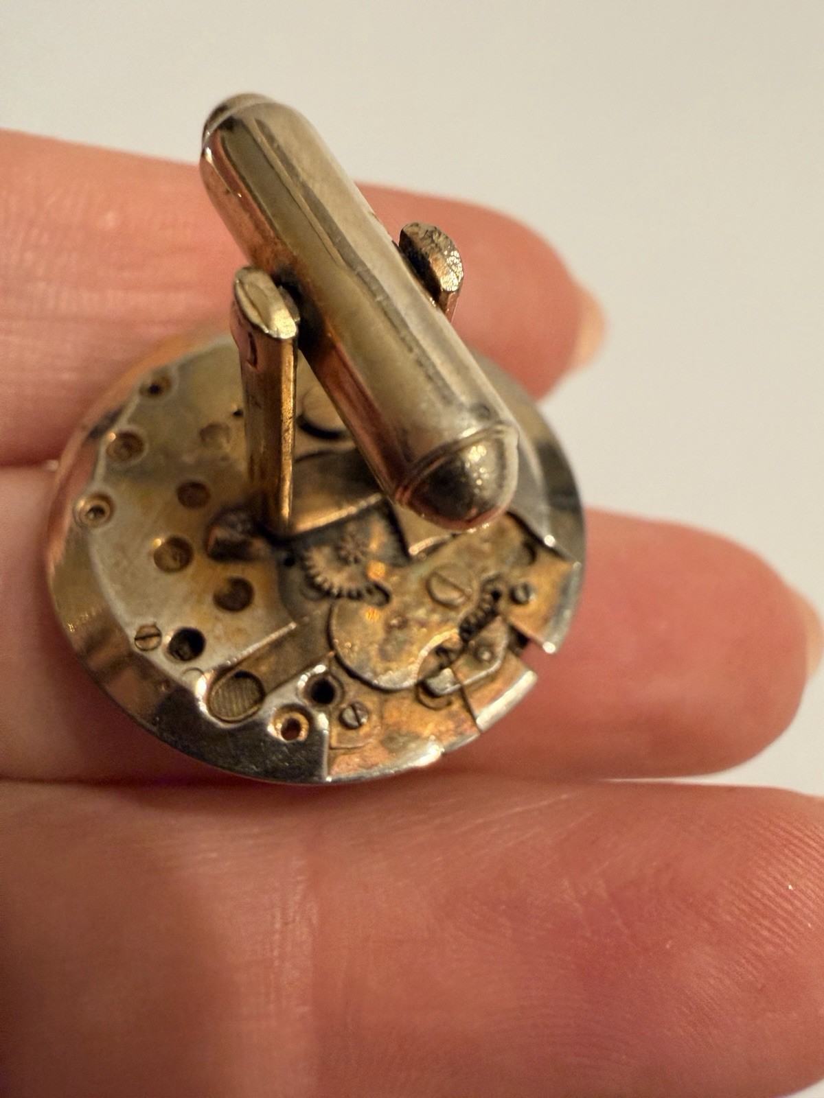 Vintage Watch Movement Cufflinks Steampunk Leobe Endura 17 Jewel Ruby Gold