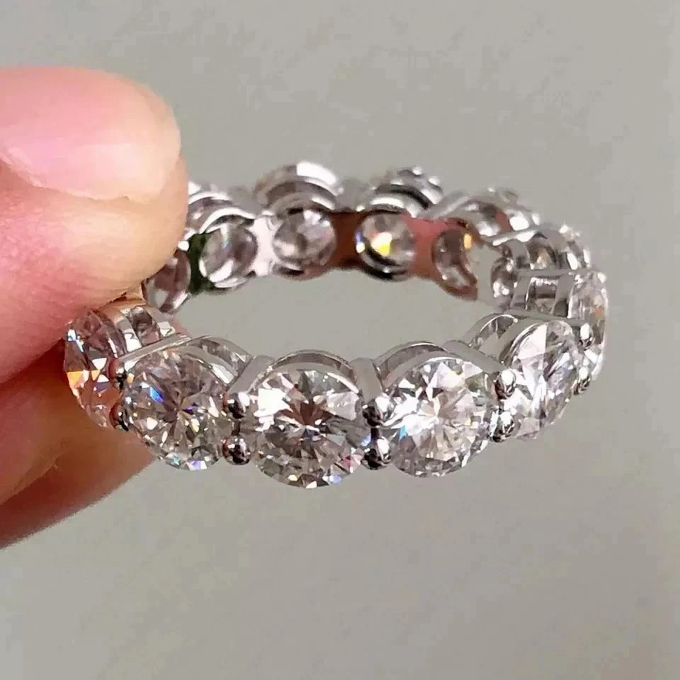 5.00 Ct Round Cut Natural Diamond Solid 14K White Gold Luxury Eternity Band Ring