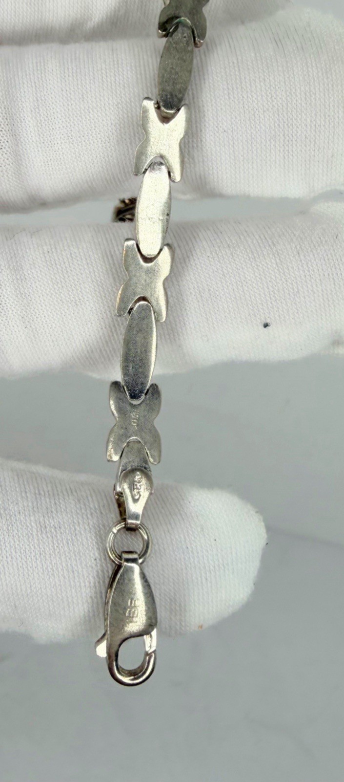 Vintage STAR 925 X’s & O’s Hugs Kisses Sterling Silver XO Link Bracelet