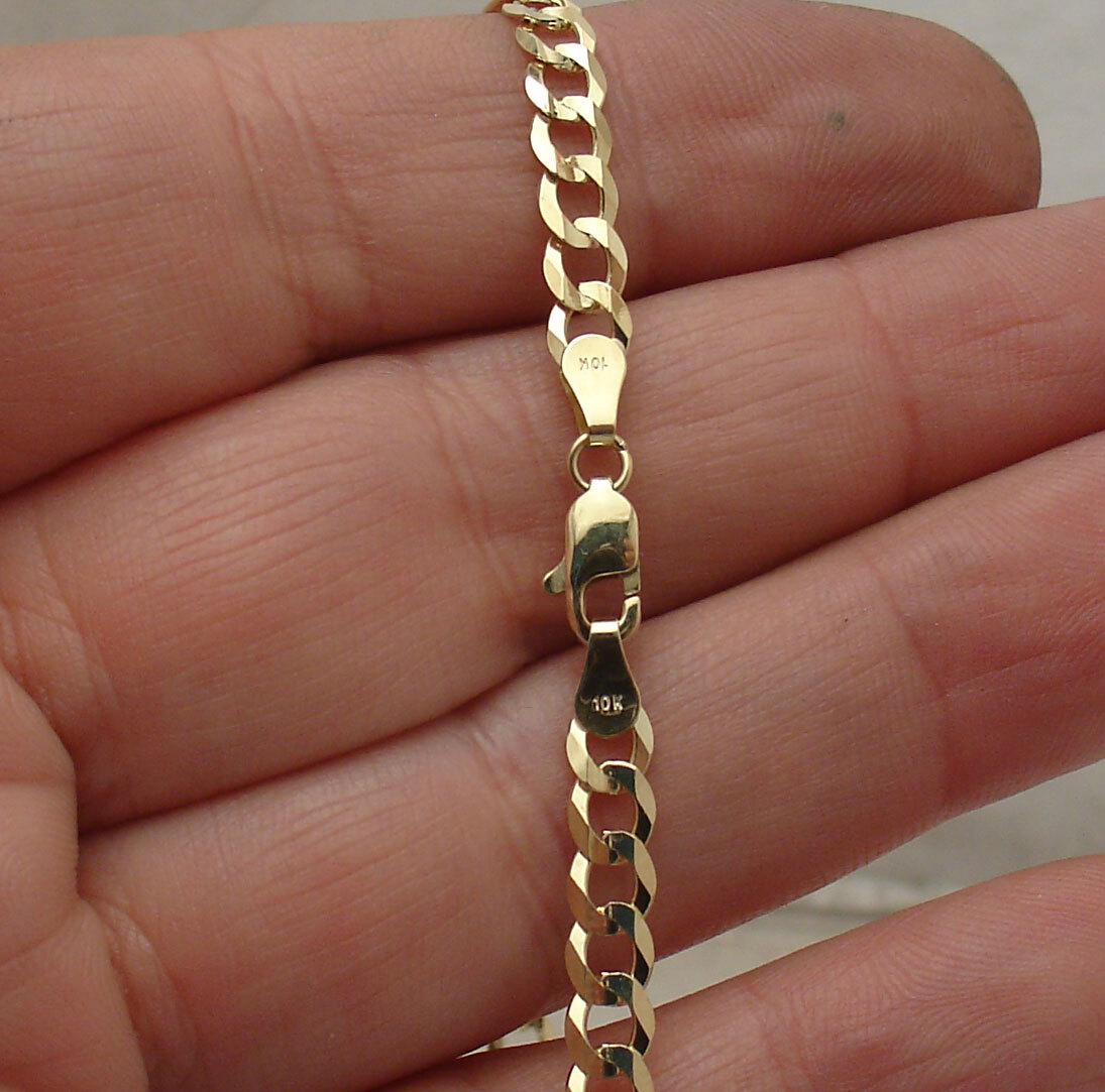 4.7mm Curb Cuban Link Ankle Bracelet Anklet Real Solid 10K Yellow Gold ALL SIZES