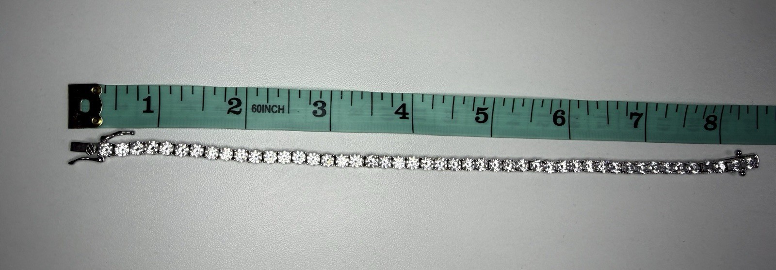 925 Sterling Silver CZ Tennis Bracelet 8.5” Cubic Zirconia Box Clasp Vintage