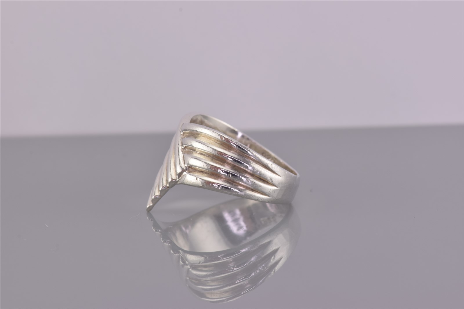 Sterling Silver 15mm Wrap Around Rippled Chevron Band Ring 925 Sz: 7
