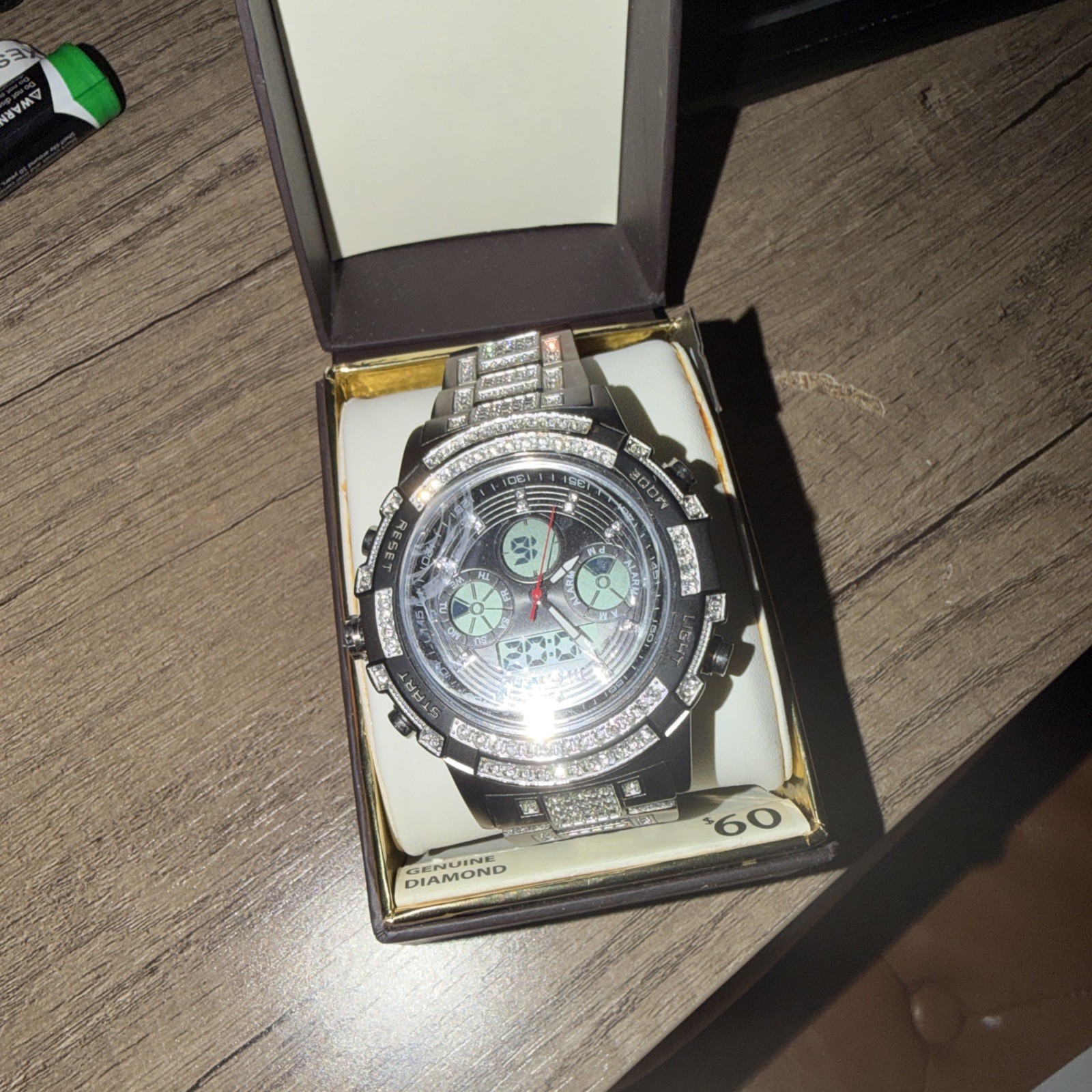 ELGIN Men’s Round Analog/Digital Dual time Chronograph Crystal Watch