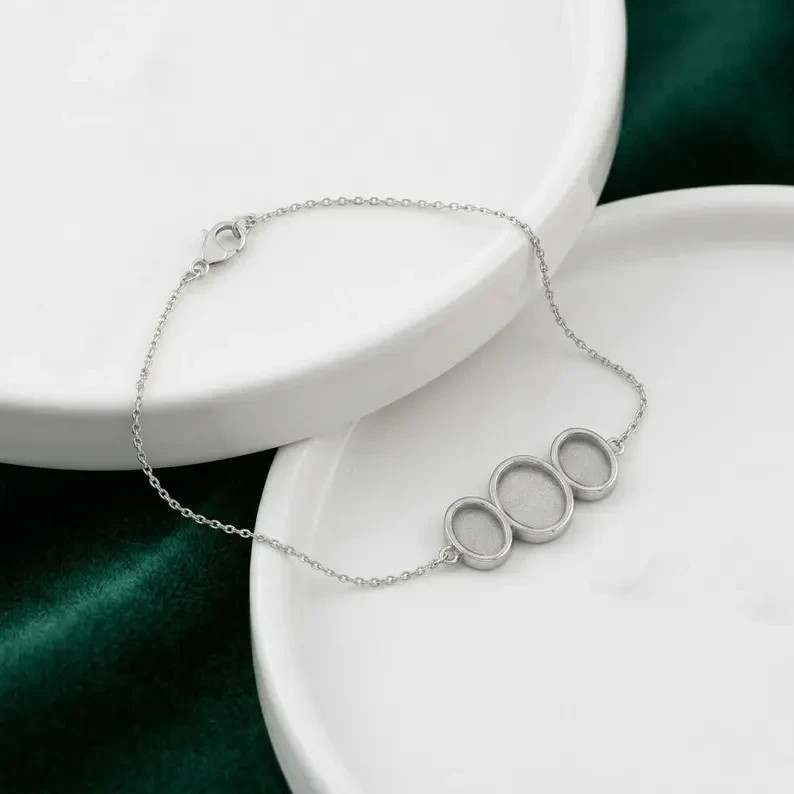Handmade 925 Sterling Silver Oval Bezel Bracelet Blank DIY Resin All Sizes