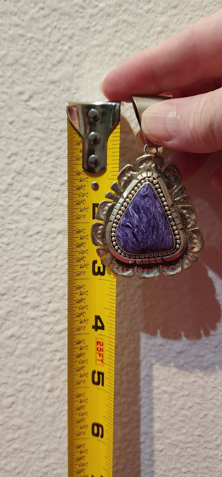 Handmade Navajo Sterling NAVAJO Silver and Charoite Pendent & Necklace L BEGAY