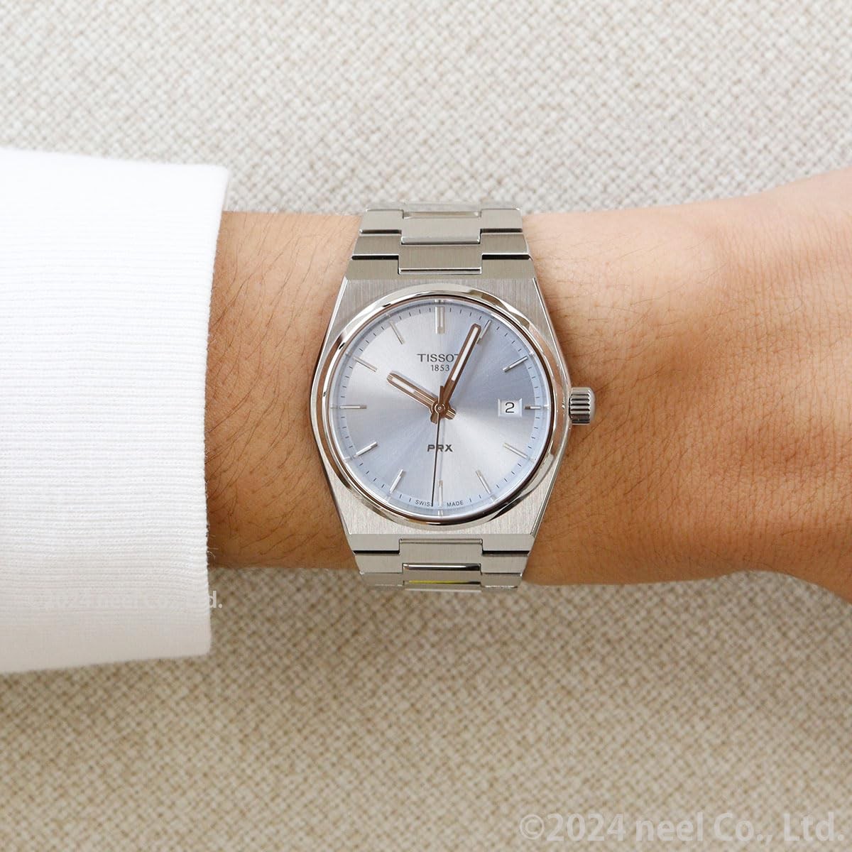Unused TISSOT PRX T137.210.11.351.00 Light Blue Stainless Unisex Watch in Box