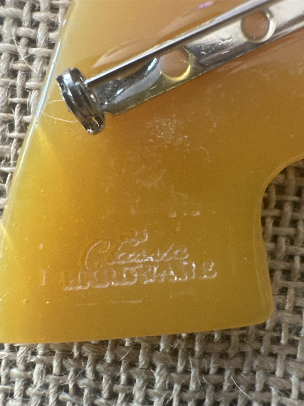 Vintage Carved Plastic Horse Head Pin Brooch By Classic Hardware