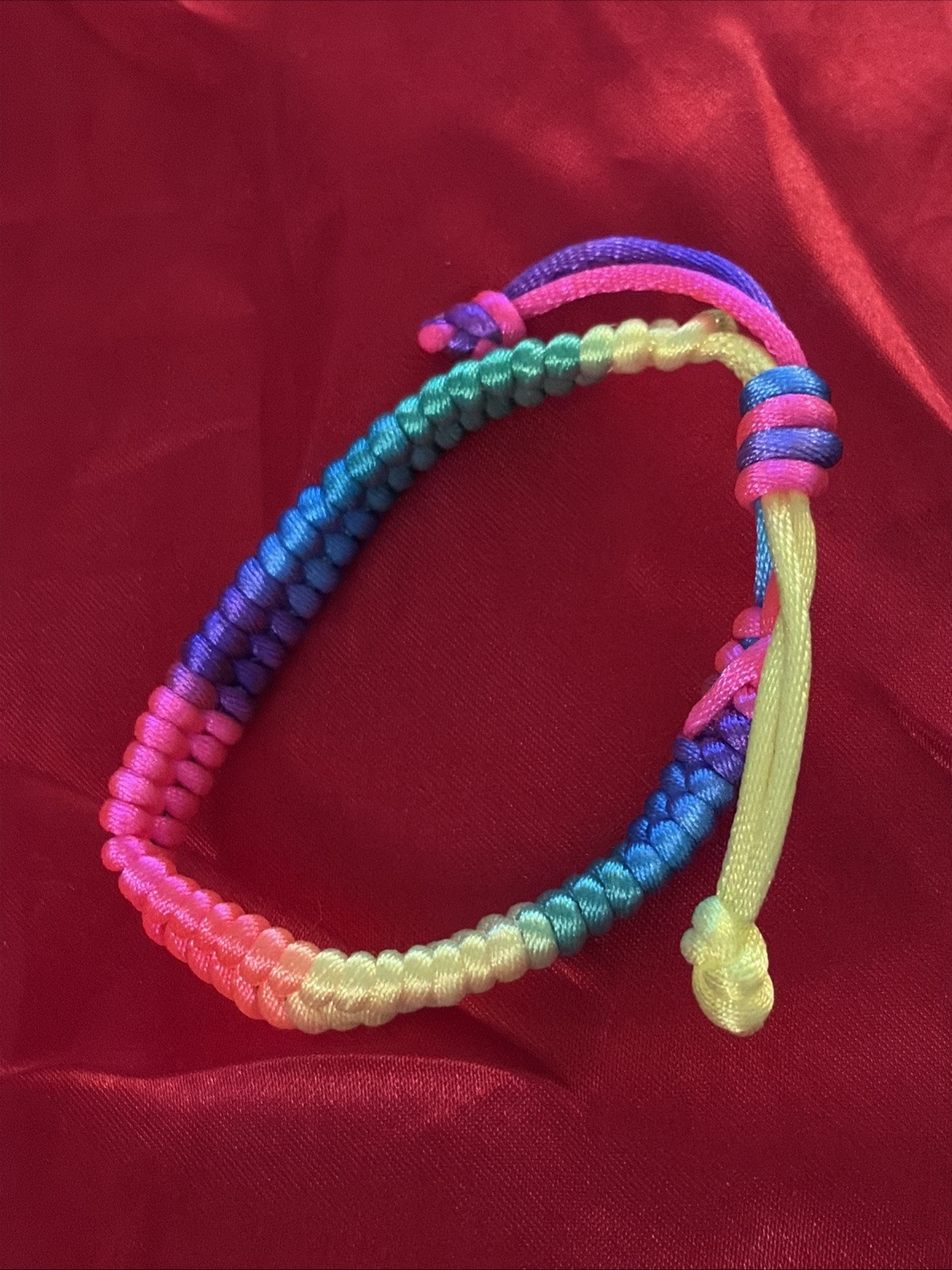 NEW COLORFUL NEON NYLON HERRINGBONE WEAVE FRIENDSHIP BRACELET ADJUSTABLE NIP