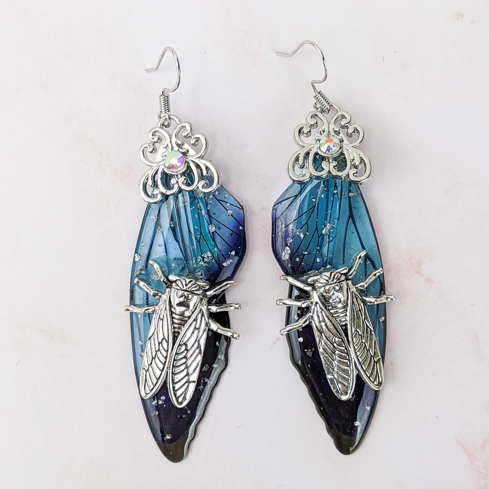 f40g Locust wing & locust earrings jewelry curiosities oddities insect cicada