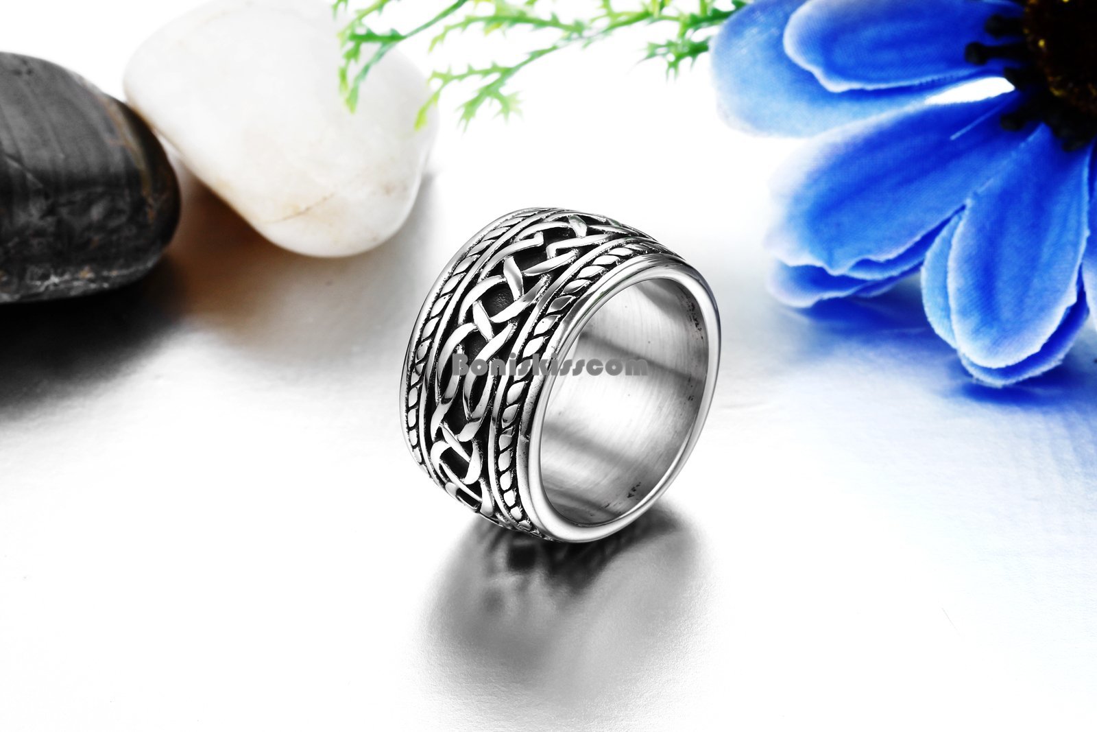 14.3mm Silver Stainless Steel Eternity Knot Thumb Ring Punk Biker Mens Gifts