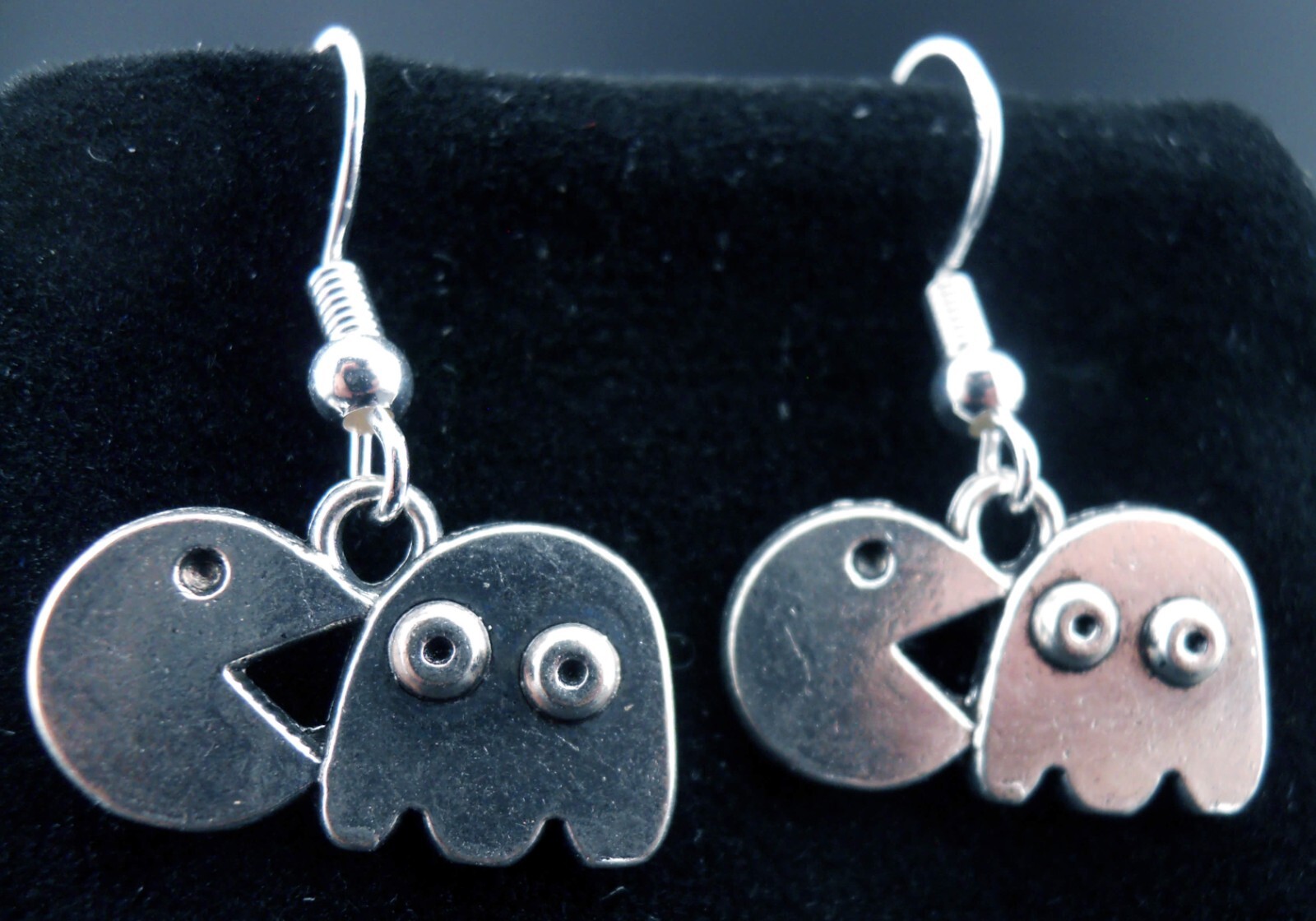 Pac-Man Earrings Sterling Silver Ear Wires Ghost Arcade Game 80’s PacMan Gamer