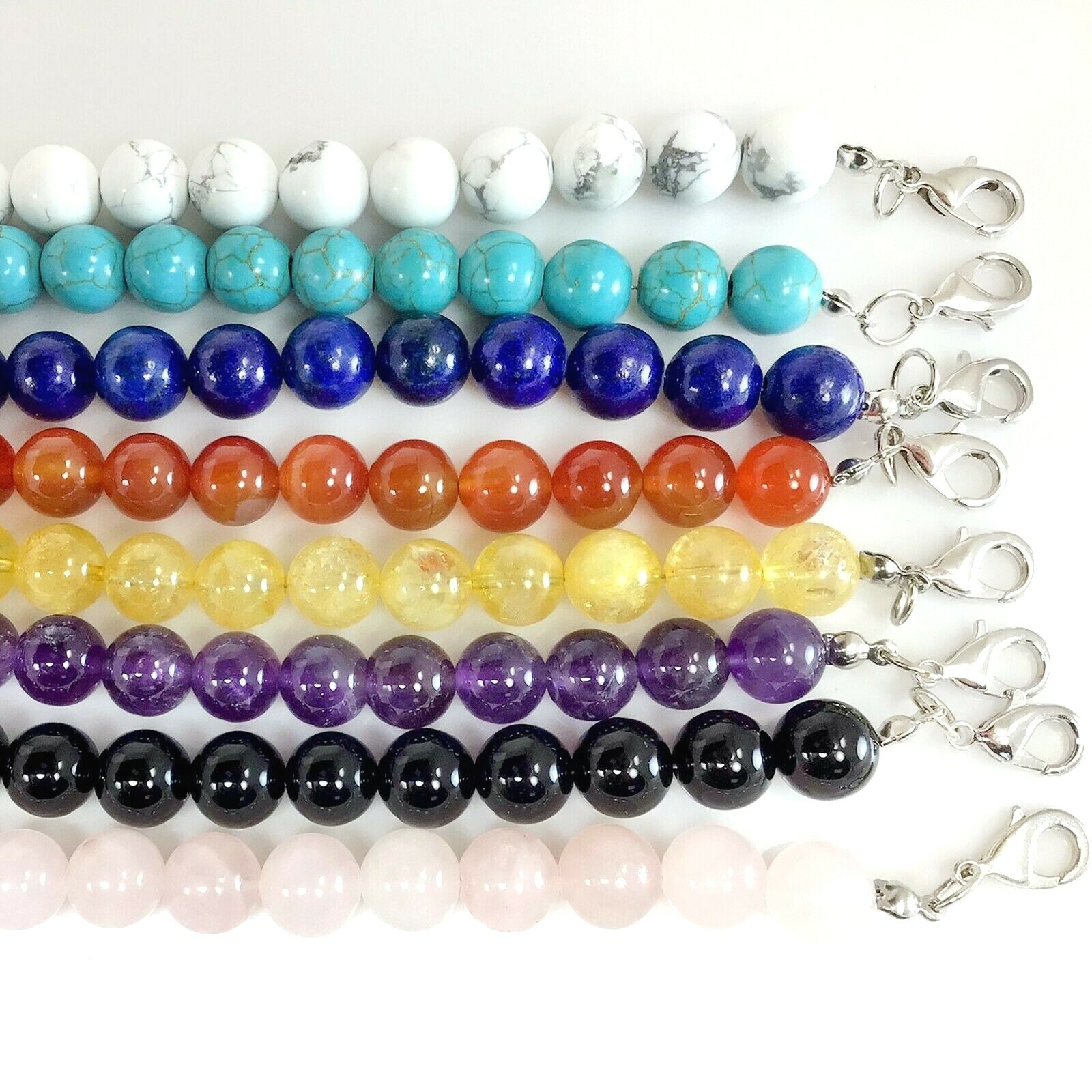 Handmade Gemstone Necklace Jewelry Smooth Round Beaded with Silver Lobster Clasp