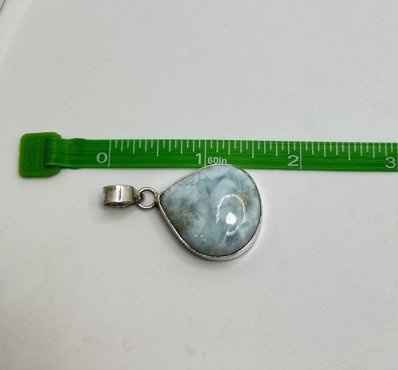 Vintage Sterling Silver Pendant with Light Blue Stone Marked 925 Jewelry