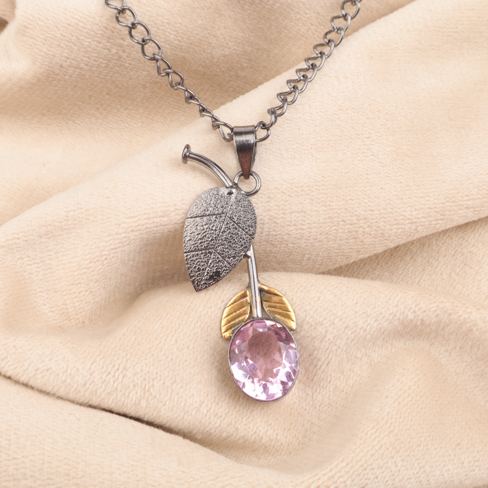 Morganite Gemstone Jewelry 925 Silver Handmade Boho Pendant 1.69″ For Girlfriend