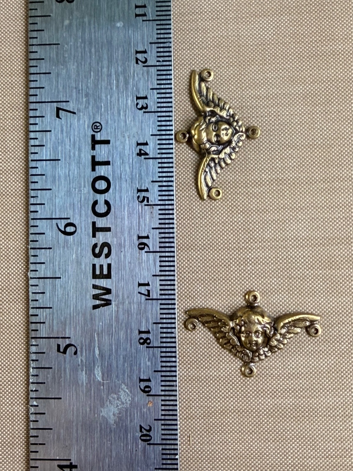Vintage Brass Cherub Angel Connectors 28x18mm Winged Putti Jewelry Findings NOS