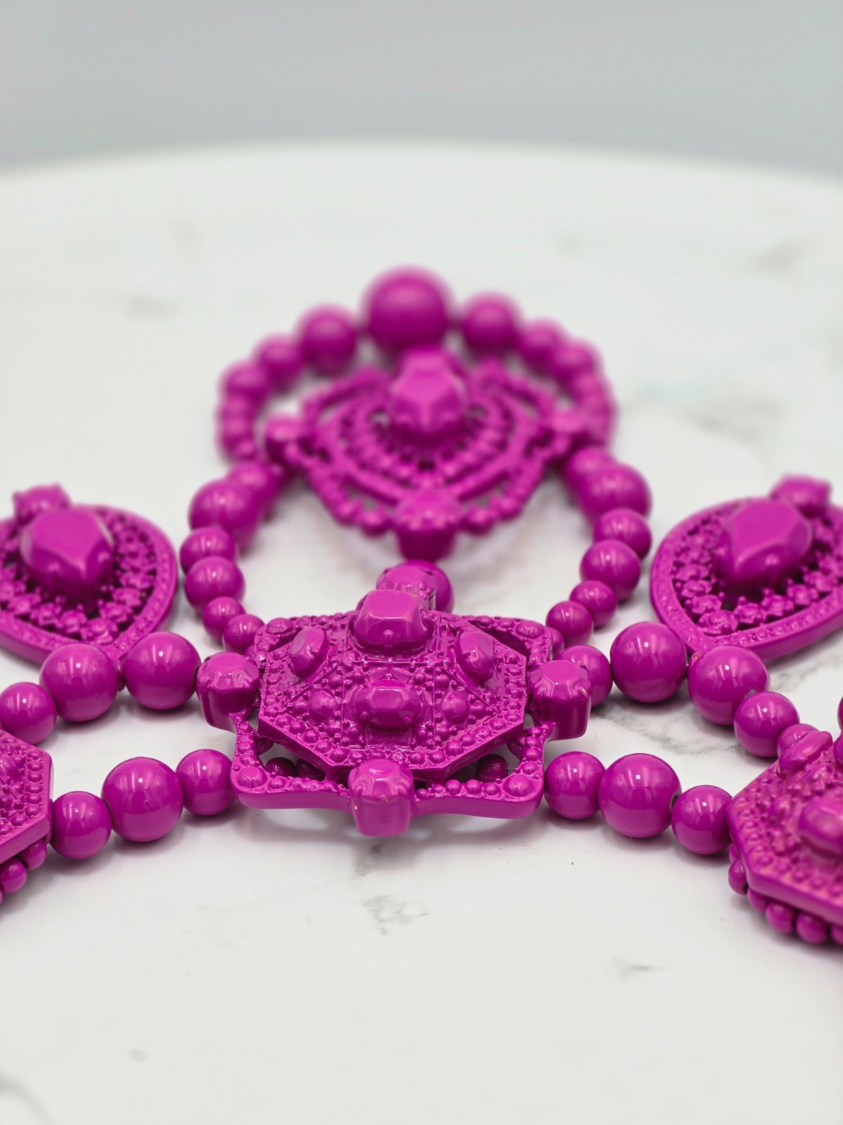 Lanvin H&M Pink Statement Necklace Ribbon Bib Rare Designer Collab