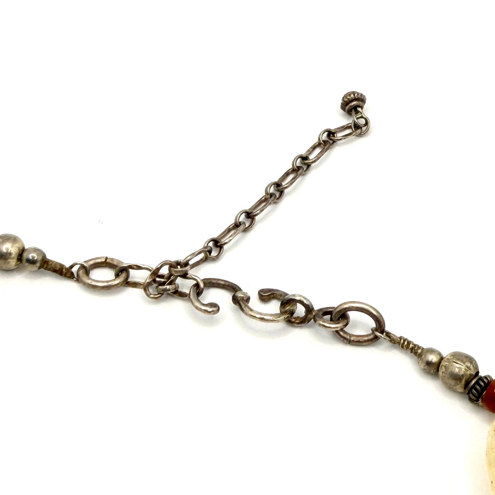 Vintage 90s Pale Yellow Quartz Carnelian Bead Statement Necklace