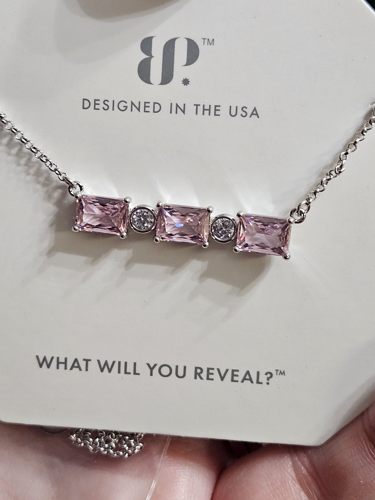 Bomb Party Necklace You Light Me Up Rose Quartz Cz On Rhodium Plating Rbp8956