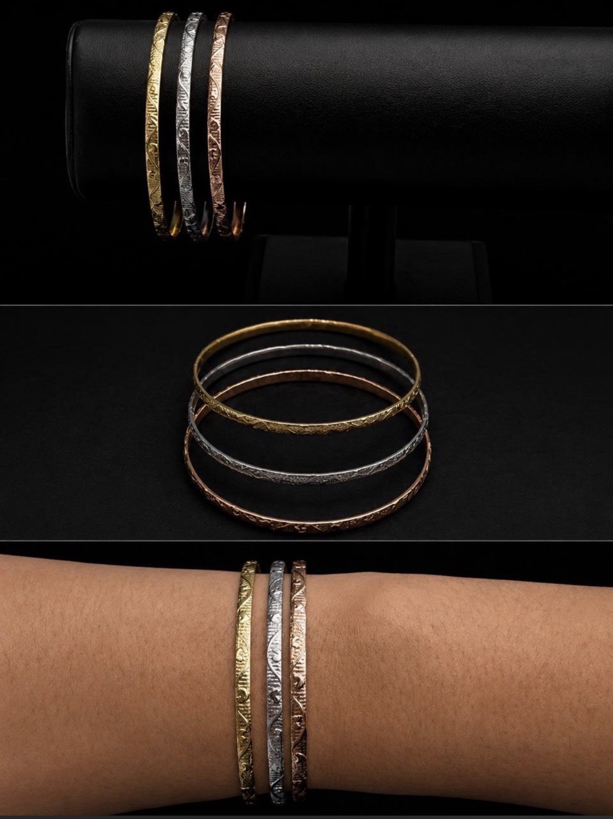 Stunning 14K Gold Filled Bangle Stack with heart detailing
