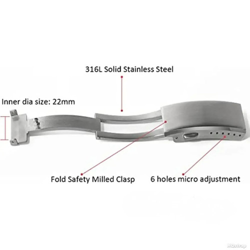 18mm 20mm 22mm Adjustable Ratchet Buckle 316L Stainless Steel Watch Strap Clasp