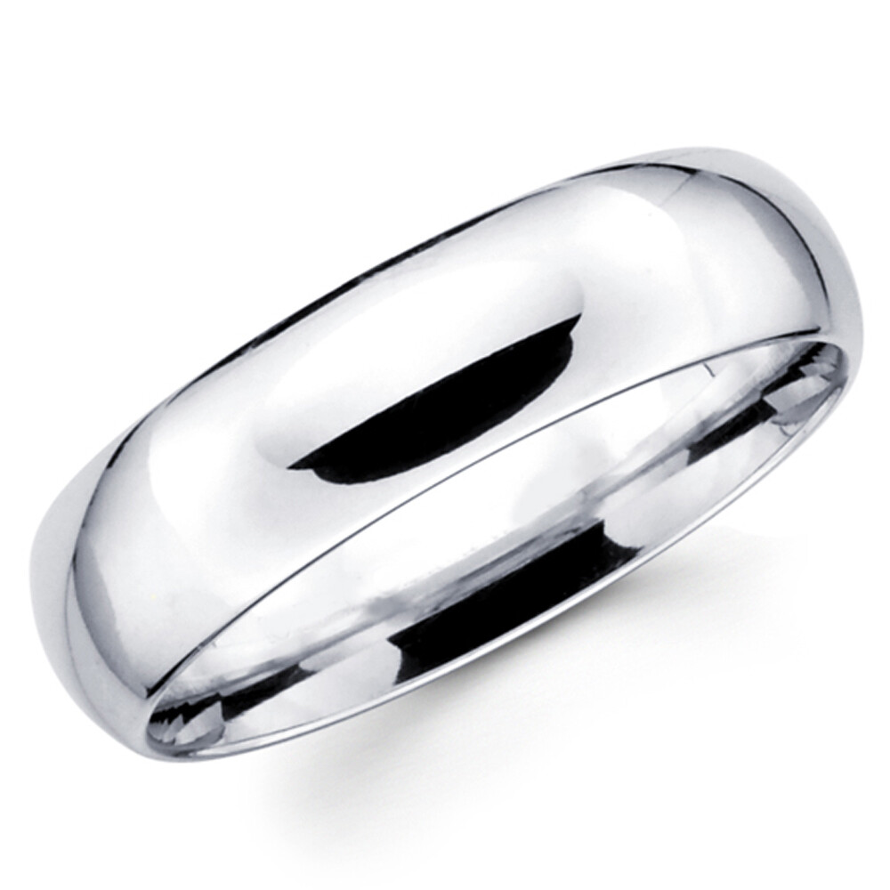 Solid 10K White Gold 2mm 3mm 4mm 5mm 6mm Comfort Fit Men Women Wedding Band Ring