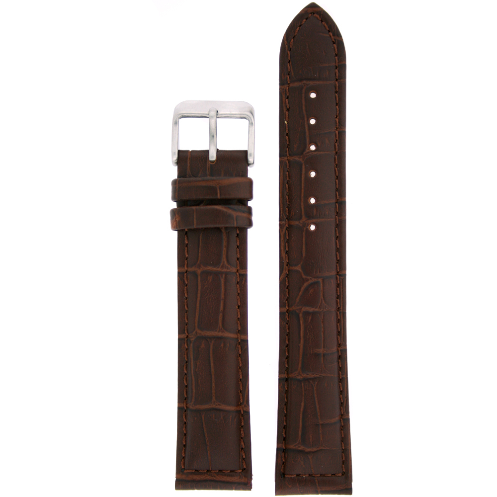 Extra Long Watch Band Dark Brown Leather Strap Alligator Grain 18mm – 24mm