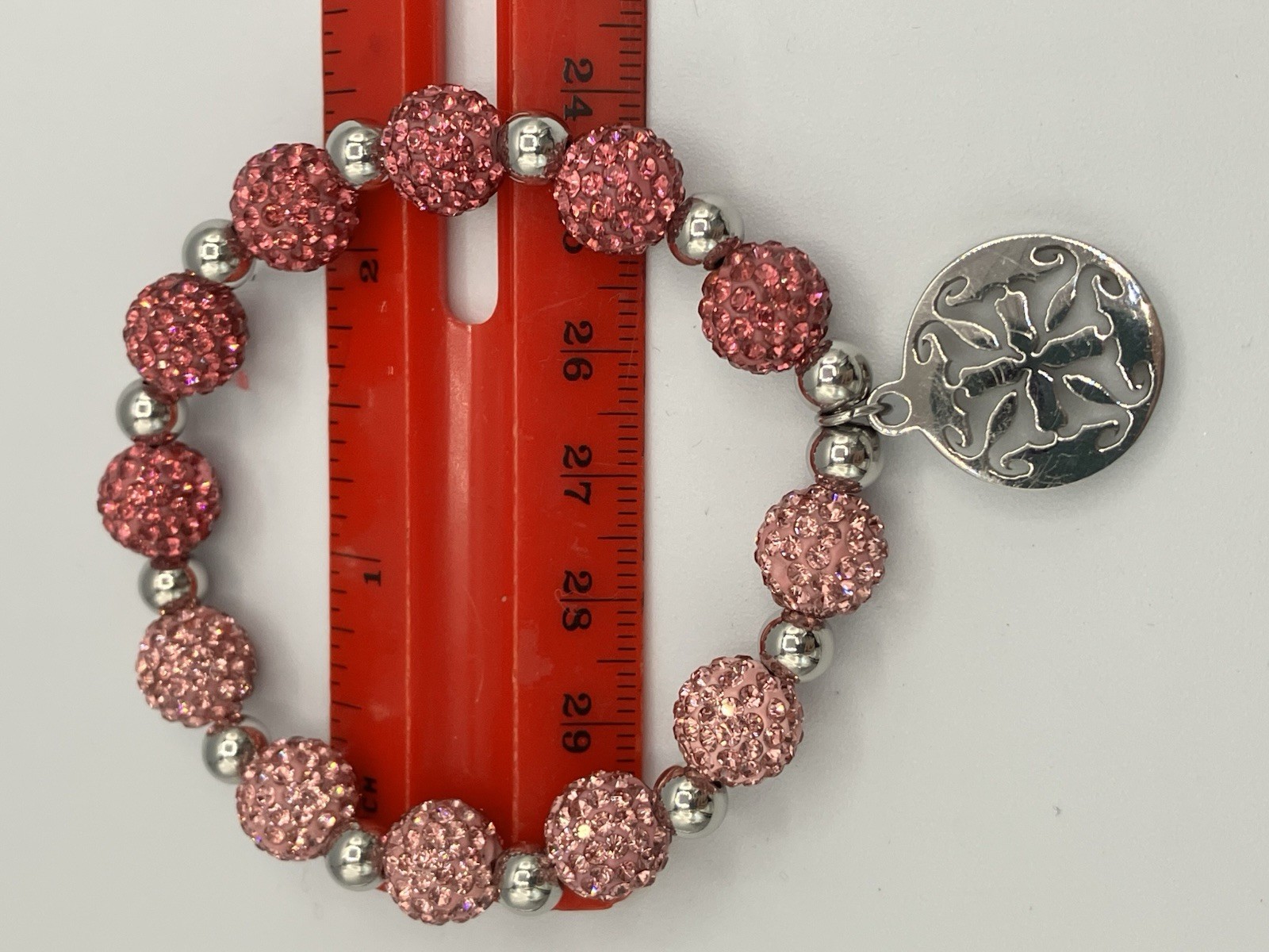 Rustic Cuff Bracelet Duo Pink Clear Crystal Pave Ball Stretch Set Gift Box
