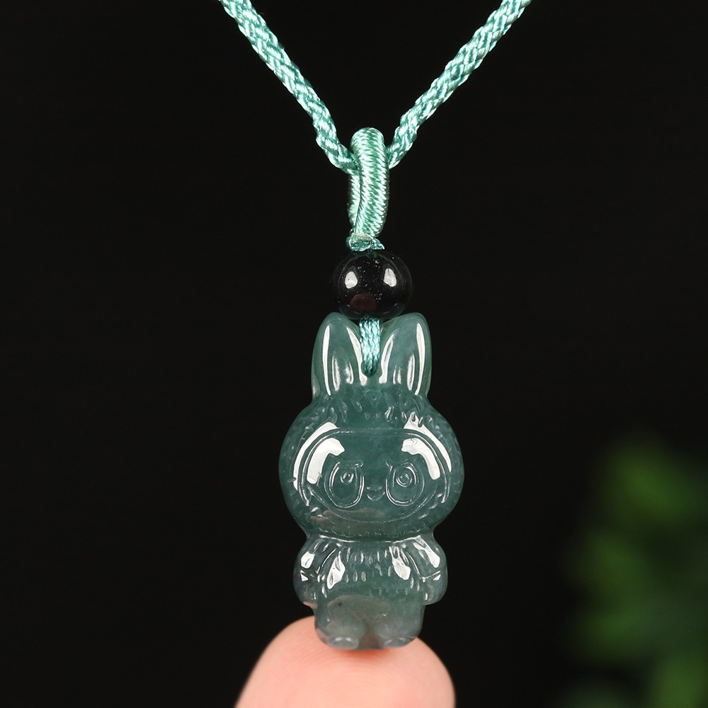 Certified Grade A Green 100% Natural Burma Jadeite Jade Pendant Labubu 拉布布 01988